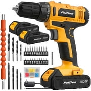 PULITUO 20V Cordless Drill, Electric Power Drill Set with 2 Battery , 30Nm Power Drill Driver, 21+1 Torque, 2 Speed, 3/8"Keyless Chuck, power Drill with LED Light, Drill Driver Kit for Home(yellow)