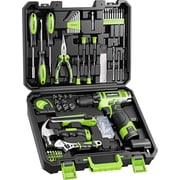 PULITUO Drill Set, 149-Piece Home Tool Set with 12V Green Cordless Drill, ToolBox, Hand Tool Kits for Women Men, DIY Enthusiasts for Home Improvement.