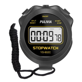 PULIVIA Digital Silent Stopwatch – Simple Timer for Running, Swimming, Racing, Jump Rope, and More – Large Display, Lightweight, Water-Resistant, with Lanyard – Black