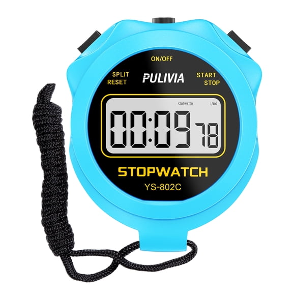 PULIVIA Digital Silent Stopwatch Timer, Basic on/off Stopwatch with Large Display, No Bell No Clock, Easy Operation for Coaches Kids Sports Swimming Running Training - Blue