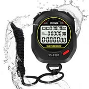 PULIVIA Waterproof Digital Stopwatch Timer with Large Display, Lap/Split Memory, Countdown/Count Up, Loud/Silent Alarm, Water-Resistant   Sports Training, Running, Fitness, Coaches, and Referees