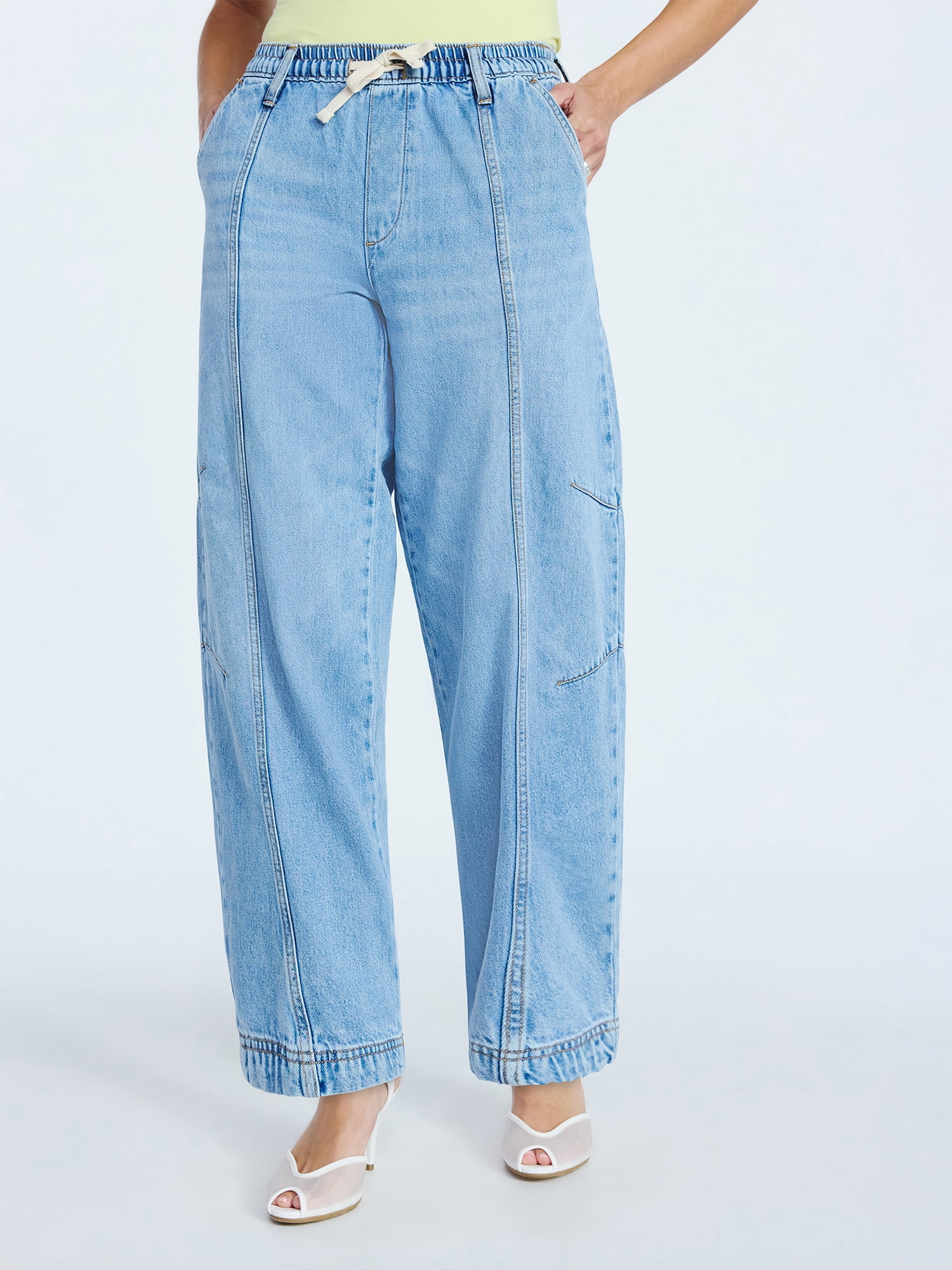 Scoop Women's Pull-On Cropped Barrel Pants, Sizes XS-XXL - Walmart.com