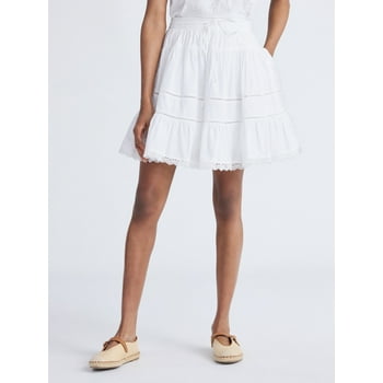 Free Assembly Women's Tiered Cotton Eyelet Mini Skirt, Sizes XS-XXL