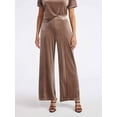 thumbnail image 1 of Sofia by Sofia Vergara Women's and Women's Plus Size Velvet Wide Leg Pants, 32" Inseam, Sizes XS-4X, 1 of 4