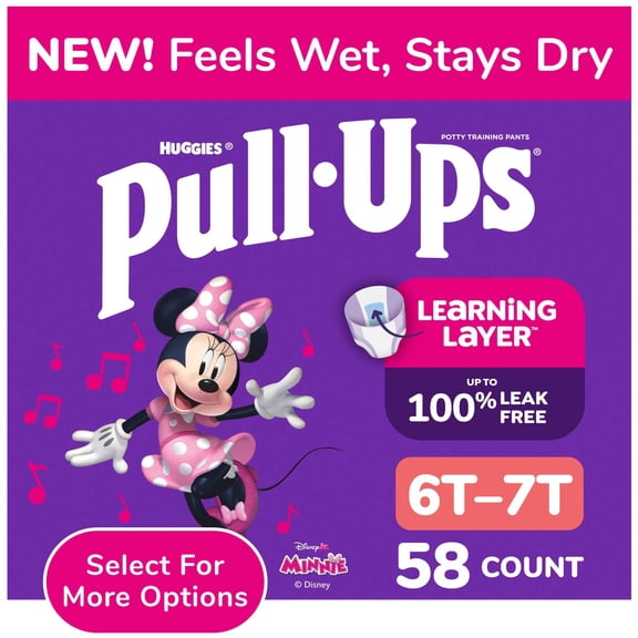 Pull-Ups Girls' Potty Training Pants, 6T-7T (55-75 lbs), 58 Count (Select for More)