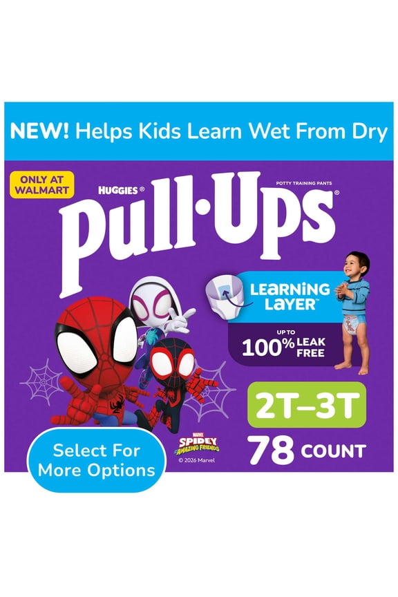 Boys' Potty Training Pants, 2T-3T (16-34 lbs), 78 Count (Select for More)