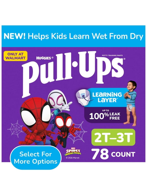 Boys' Potty Training Pants, 2T-3T (16-34 lbs), 78 Count (Select for More)