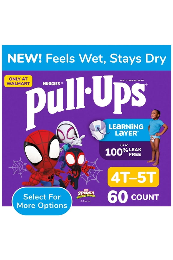 Boys' Potty Training Pants, 4T-5T (38-50 lbs), 60 Count (Select for More)