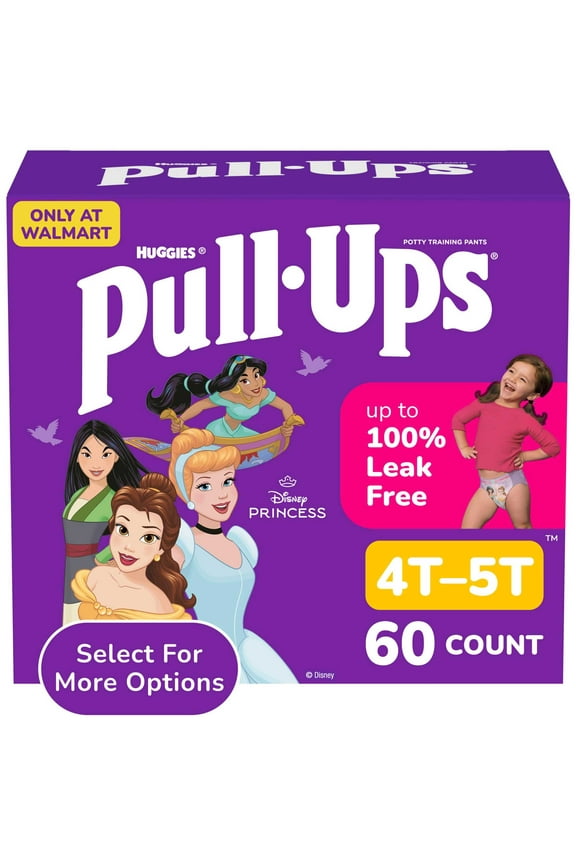 Girls' Potty Training Pants, 4T-5T (38-50 lbs), 60 Count (Select for More)