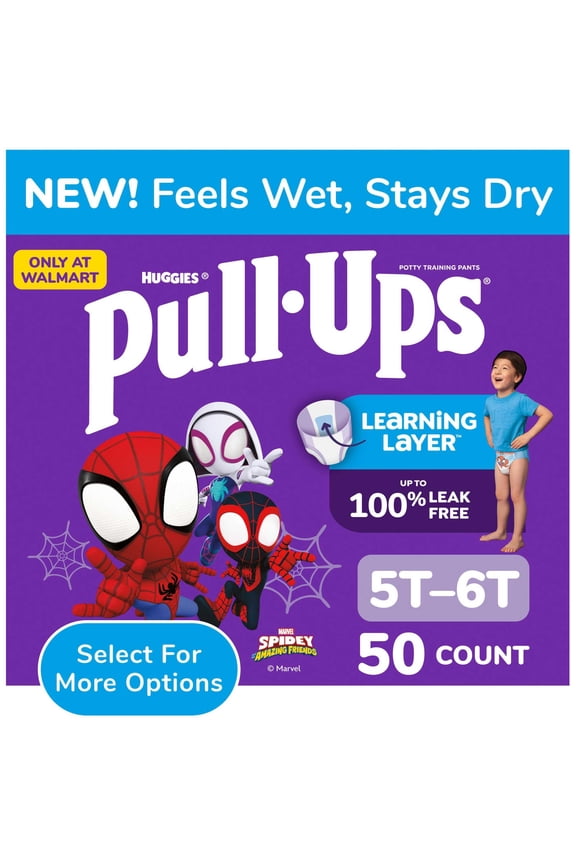 Boys' Potty Training Pants, 5T-6T (46-60 lbs), 50 Count (Select for More)