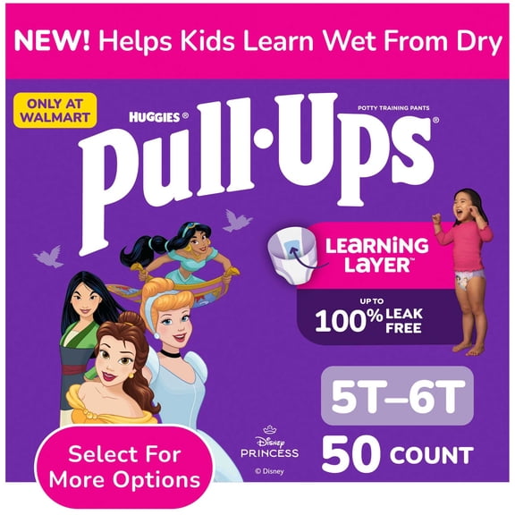 Pull-Ups Girls' Potty Training Pants, 5T-6T (46-60 lbs), 50 Count (Select for More)