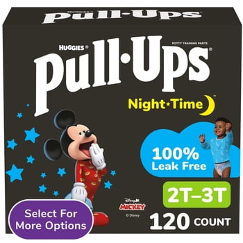 Pull-Ups Boys' Night-Time Potty Training Pants, 2T-3T (16-34 lbs), 120 Count (Select for More)