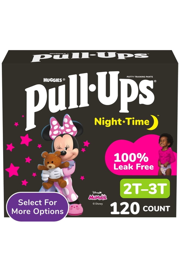 Girls' Night-Time Training Pants, 2T-3T (16-34 lbs), 120 Ct (Select for More)