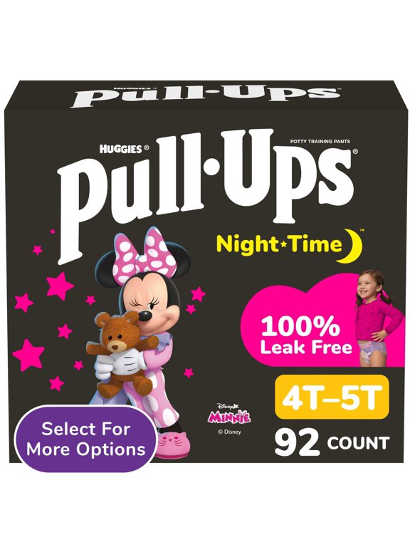 Girls' Night-Time Overnight Potty Training Pants, 4T-5T, 92 Count
