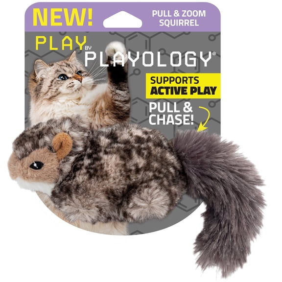 Playology Pull & Zoom Squirrel Motion Cat Toy for Interactive Play