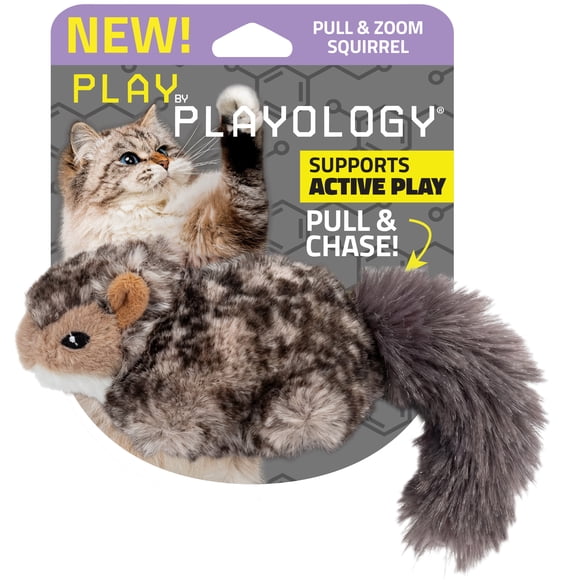 Play by Playology | Pull & Zoom Squirrel | Motion Cat Toy