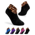 thumbnail image 1 of PULLIMORE 1 Pair Indoor Non-slip Thermal Slipper Socks Women Men Leopard Floor Socks Fuzzy Slipper Socks (Black), 1 of 9