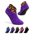 thumbnail image 1 of PULLIMORE 1 Pair Indoor Non-slip Thermal Slipper Socks Women Men Leopard Floor Socks Fuzzy Slipper Socks (Purple), 1 of 9