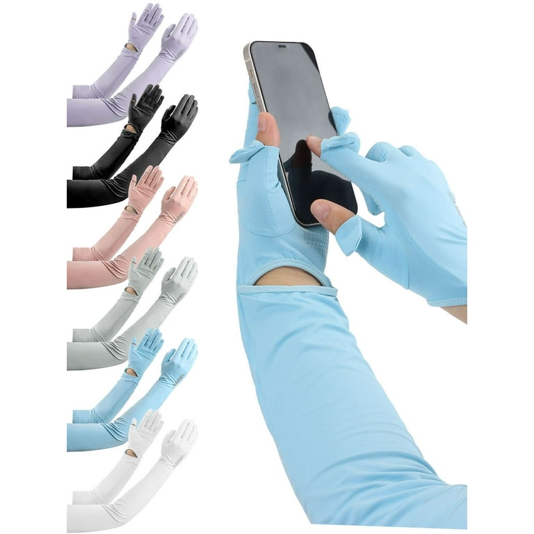 PULLIMORE 1 Pair Long UV Sun Protection Gloves for Women Men, Sun