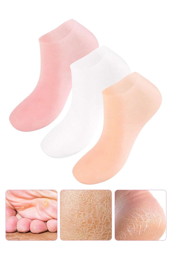 1 Pair Moisturizing Socks, Foot Care Socks Gel Socks Exfoliating Socks For Repairing and Softening Dry Cracked Feet Skins (White)