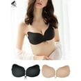 thumbnail image 1 of PULLIMORE 1 Pair Women Adhesive Invisible Strapless Bra Reusable Push-up Silicone Sticky Bra (Cup B, Black), 1 of 10