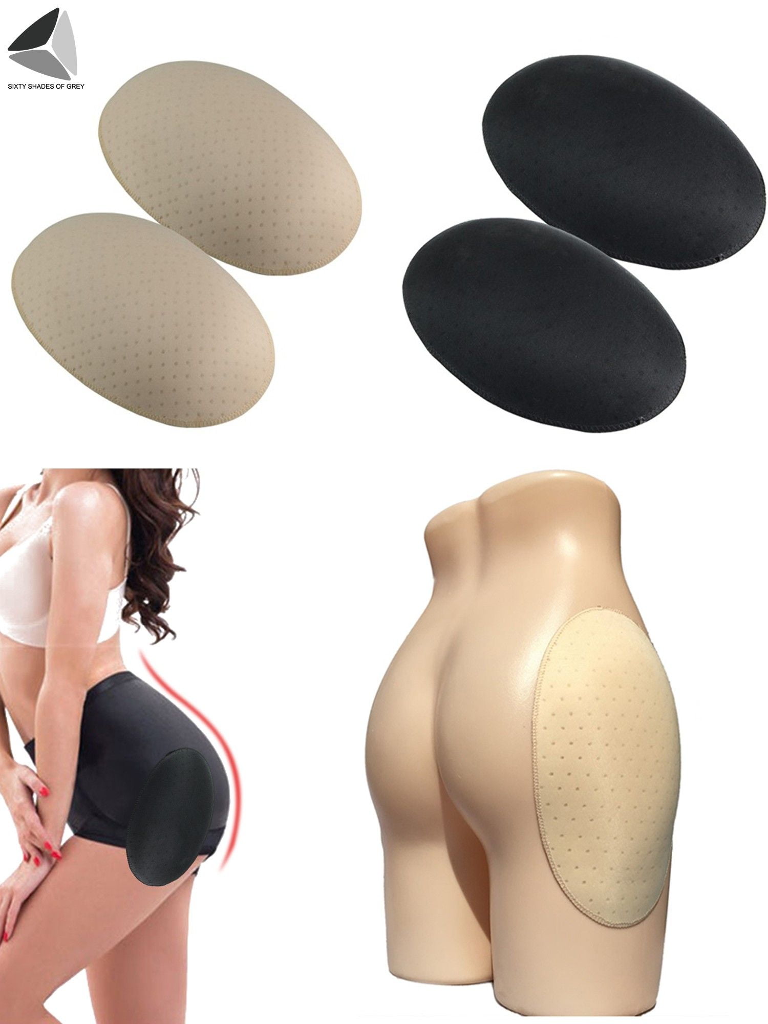 PULLIMORE 2 Pairs Women Enhancing Underwear Pad Stickers Hip Up Padded Butt  Lifter Bum Shapewear (L, Black) 