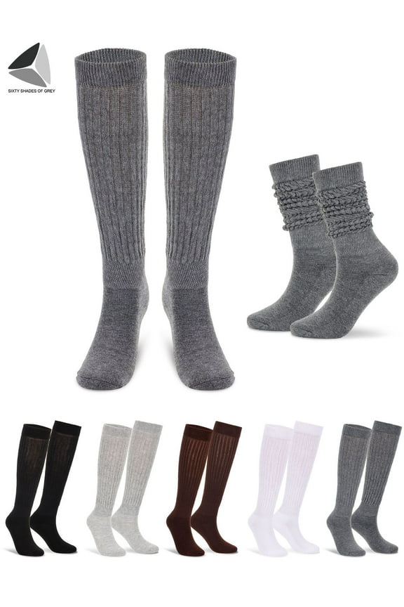 1 Pair Women Men Cotton Slouch Socks, Knee High Boot Socks (Black)