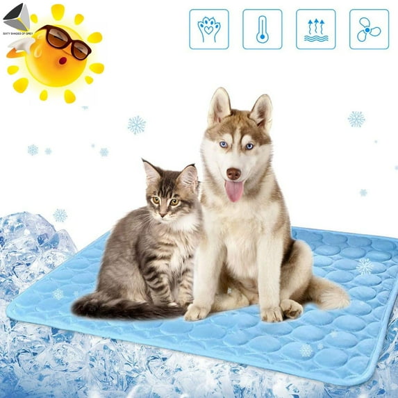 PULLIMORE 1 Pcs Pet Summer Cooling Mat Breathable Non-Toxic Dog Nest Cushion Indoor Bed Pad For Dog Cat Puppy (XL, Blue)