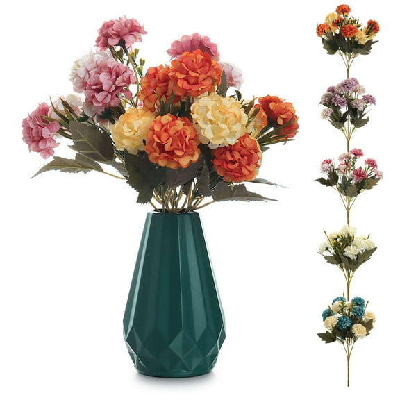 PULLIMORE 10 Heads Artificial Hydrangea Flowers Bouquet Silk Flower with Stems for Home Bridal Wedding Party Festival Decor,5 Pack (5 Colors)