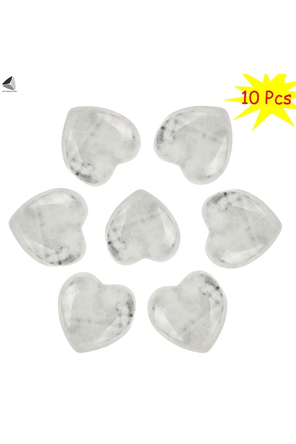 10 Pcs Natural Crystal Stone Love Heart Pocket Stones Balance Healing Chakra Rock (White)