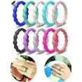 thumbnail image 1 of PULLIMORE 10 Pcs Thin Braided Silicone Wedding Rings for Women Stackable Rubber Engagement Bands 2mm Thick, 1 of 9