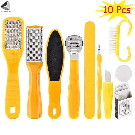 PULLIMORE 10 in 1 Professional Pedicure Tools Kit Dead Hard Skin Callus Remover Scraper Pedicure Rasp Tools Set for Women and Men
