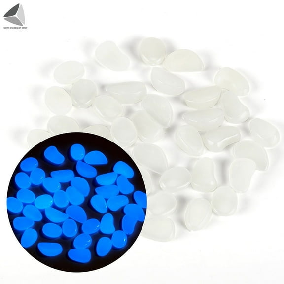 PULLIMORE 100 PCS Luminous Pebbles Stones, Glow in The Dark Pebbles Stones DIY Decorative for Yards Lawns Walkways Garden Driveway Plants and Aquarium (White)