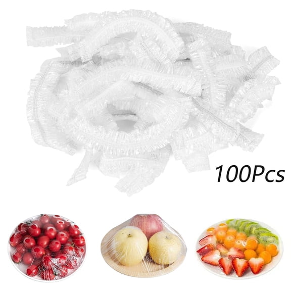 PULLIMORE 100-Pack Elastic Food Covers - Stretchable Bowl Covers 10-26cm (4.3"-15")