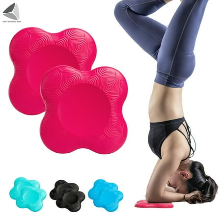 PULLIMORE 2 Pack Yoga Knee Pad Cushion, Thick Soft Anti Slip Pilates Excercise Kneeling Support Pad, Sports Balance Cushion for Protecting Knee, Ankle, Elbow, Hand (Rose Red)