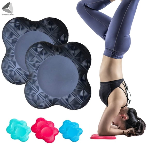 PULLIMORE 2 Pack Yoga Knee Pad Cushion, Thick Soft Anti Slip Pilates Excercise Kneeling Support Pad, Sports Balance Cushion for Protecting Knee, Ankle, Elbow, Hand (Black)