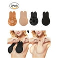 thumbnail image 1 of PULLIMORE 2 Pair Rabbit Ear Self Adhesive Invisible Bra Breast Lifting Push Up Strapless Backless Nipple Covers for Wedding Party, 1 of 7