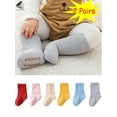 thumbnail image 1 of PULLIMORE 2 Pairs Baby Girls Socks Fleece Lined Anti Slip Crew Sock for Newborn Baby Infant Toddler Kids (0-12 Months, Yellow), 1 of 7