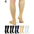 thumbnail image 1 of PULLIMORE 2 Pairs Graduated Compression Knee High Socks 10-20mmHg for Men & Women Best For Running,Athletic Sports, Crossfit, Flight Travel "S-2XL", 1 of 7