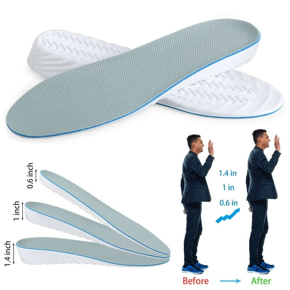 PULLIMORE 2 Pairs Invisible Height Increase Insole Adjustable Cut Lift Shoe Heel Insert Taller Foot Pads for Men and Women (0.6 in)