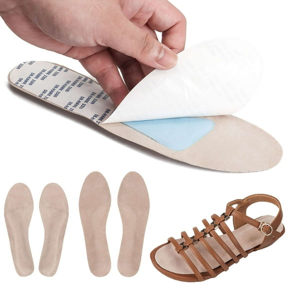 PULLIMORE 2 Pairs Pigskin Non-Slip High Heel Cushion Inserts Arch Support, Adhesive Shoe Insoles for Dress Shoes Flats Boots Sandals Relief Blister Callus Pain