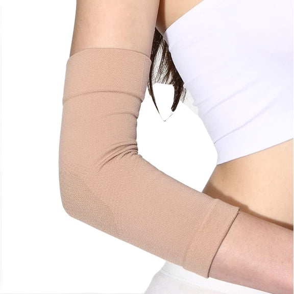 PULLIMORE 2 Pairs Tattoo Cover Up Compression Sleeves Bands Forearm Concealer Support Elbow Guard Brace for Men Women "Beige"