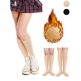 thumbnail image 1 of PULLIMORE 2 Pairs Womens Fleece Lined Knee High Thigh Socks Winter Warm Cozy Thick Stockings (Skin）, 1 of 7