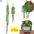 thumbnail image 1 of PULLIMORE 2 Pcs Artificial Succulents Hanging Plants Fake Succulent String of Pearls Plastic Vine Plants Decorations for Wall Home Garden Patio Wedding Party (Long + Short), 1 of 9