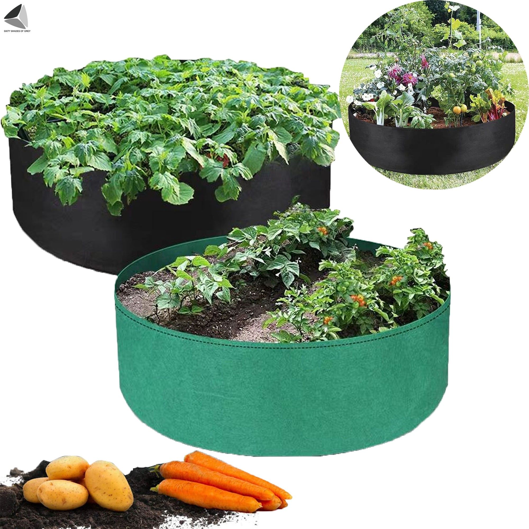 PULLIMORE 2 Pcs Large Grow Bags 50 Gallon Round Fabric Raised Planting