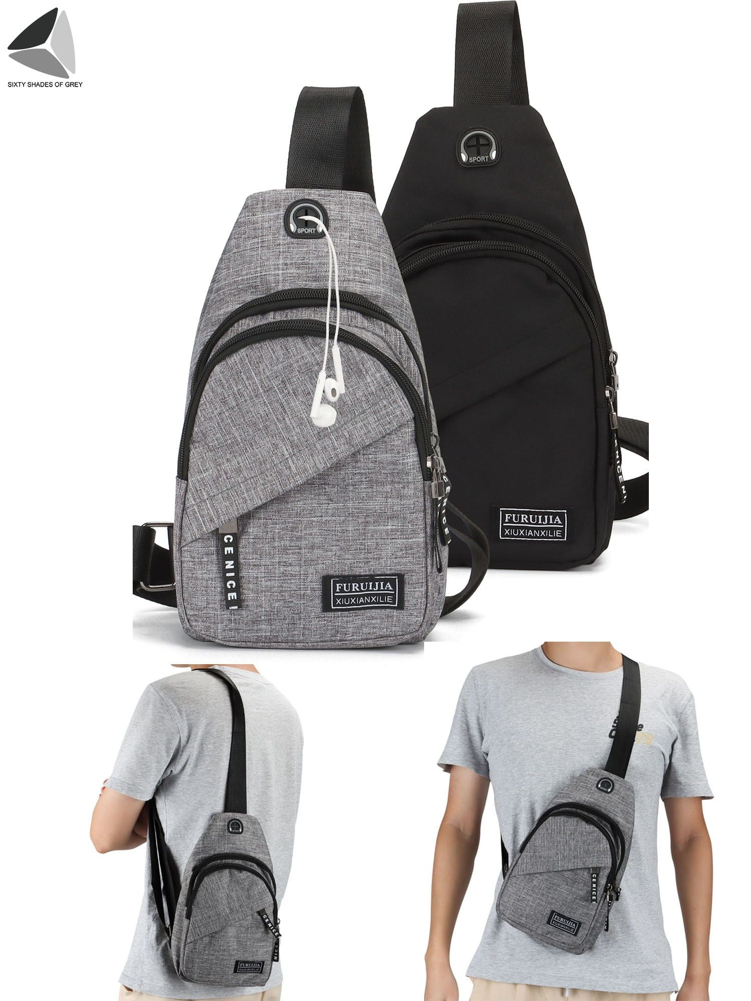 PULLIMORE 2 Pcs Men Chest Bags Casual Crossbody Shoulder Sling Backpack ...