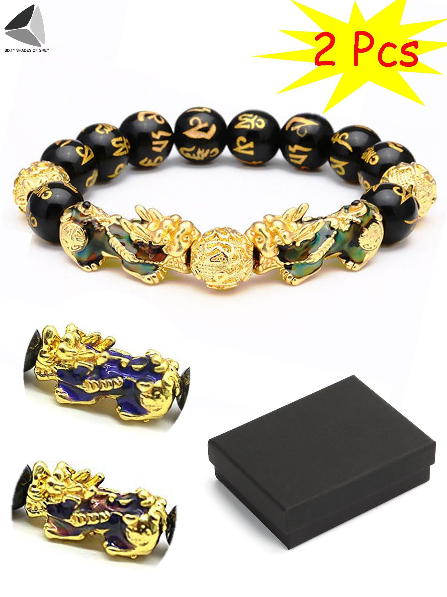 Fashion Mens Double Dragon Pearl Feng Shui Obsidian Wealth Bracelet | Jumia  Nigeria