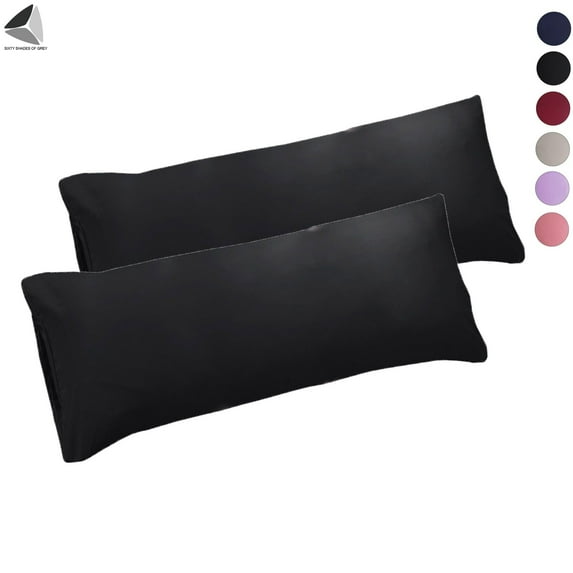PULLIMORE 2 Pcs Super Soft Long Pillow Cases Body Pillowcases Microfiber Envelope Pillow Covers for Adults Pregnant(20 x 55 in, Black)