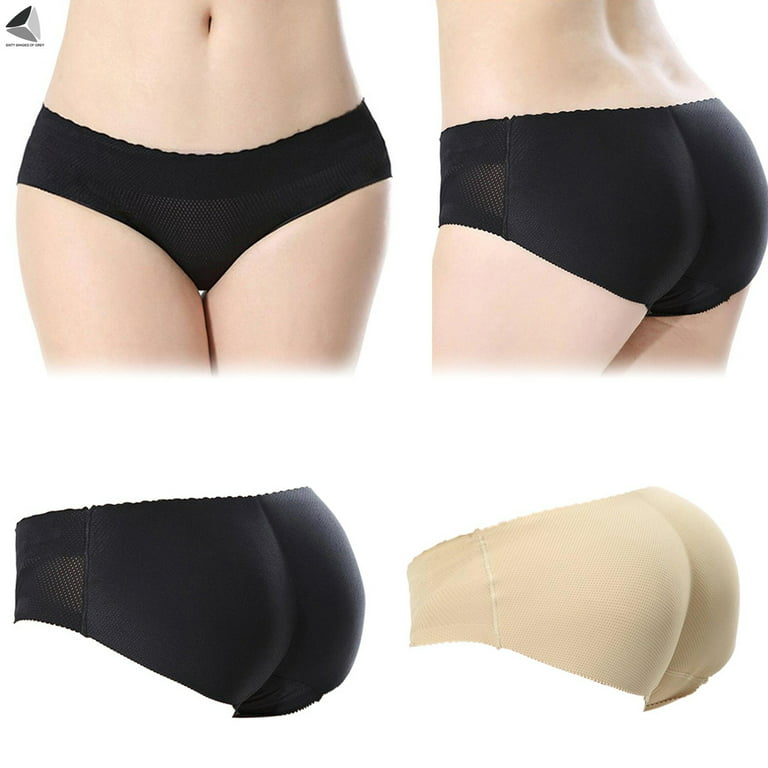 PULLIMORE 2 Pcs Women Shapewear Buttock Padded Underwear Butt Lift Enhancer  Brief Panties（M, Skin)