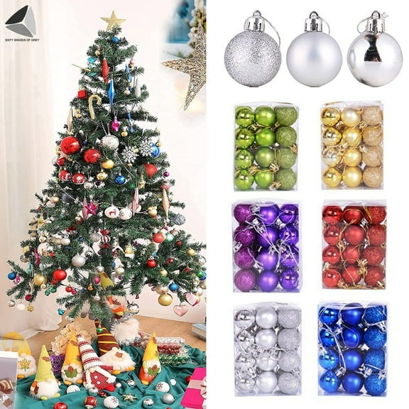 PULLIMORE 24 Pcs Mini Christmas Ball Ornaments Baubles Xmas Tree Hanging Decorations (Red, 3cm)